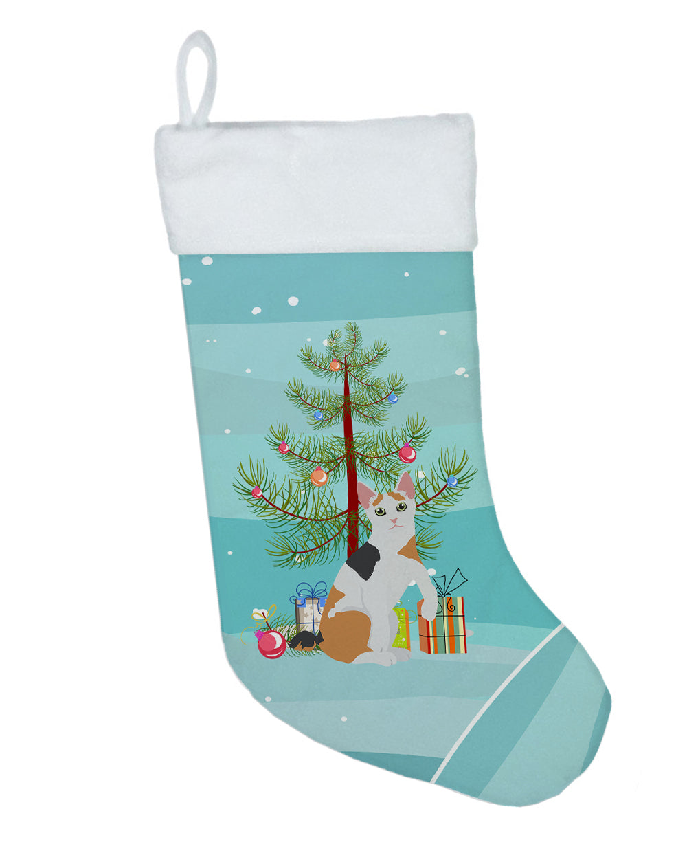 Japanese Bobtail Cat Christmas Holiday Stocking Double-Sided Print, Polyester Suede,11x18, Made in USA