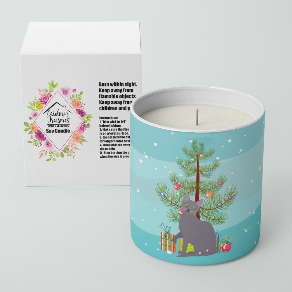 Korat Cat Christmas Decorative Soy Candle Nature Soy Wax Essential Oil Home Decor Ideal for Bedroom Kitchen Bath Office Gift, 10 oz