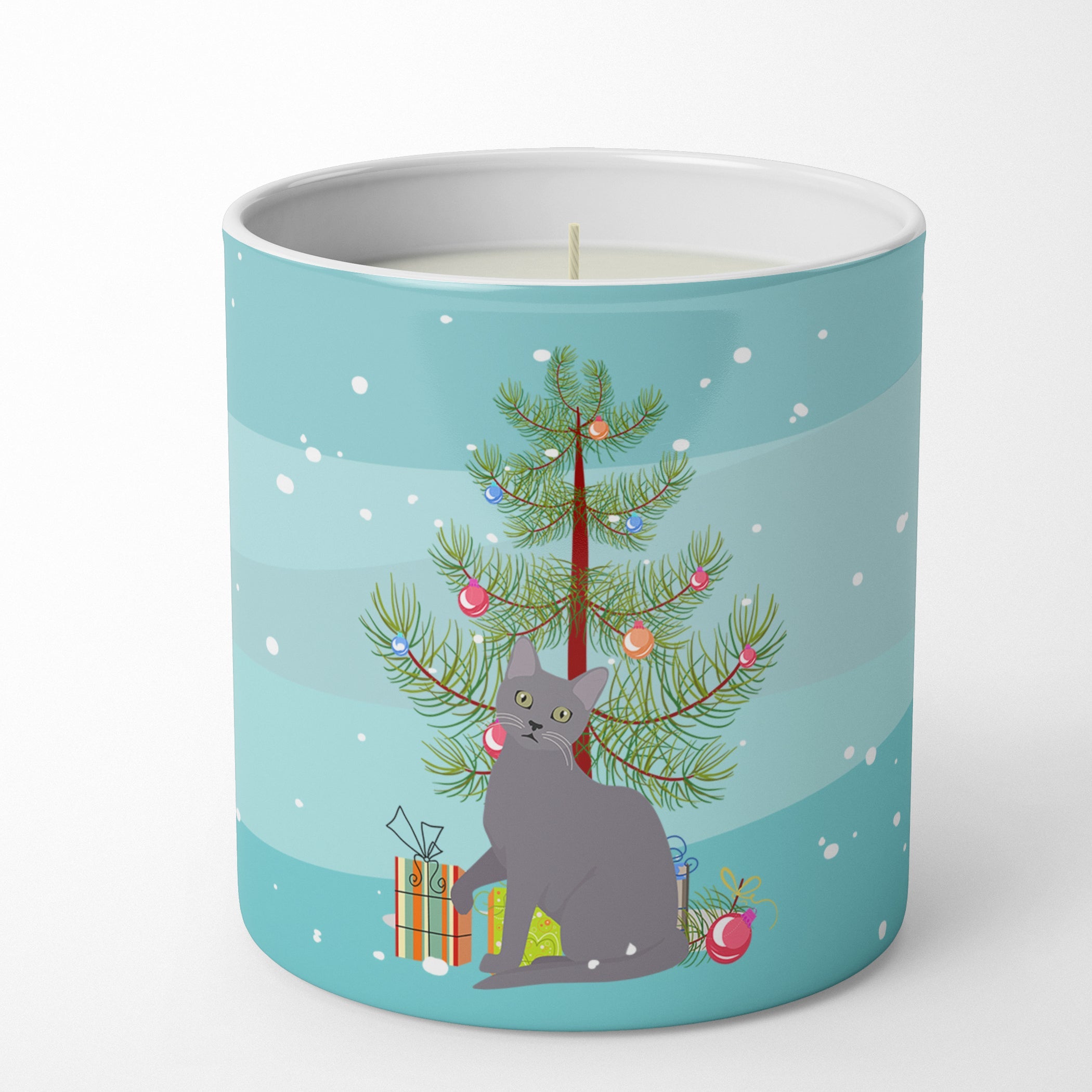 Korat Cat Christmas Decorative Soy Candle Nature Soy Wax Essential Oil Home Decor Ideal for Bedroom Kitchen Bath Office Gift, 10 oz