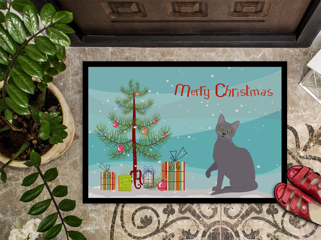 Korat Cat Christmas Doormat Indoor Outdoor 24H X 36W Front Door Mat Rugs for Entryway, Non Slip Washable Low Pile,