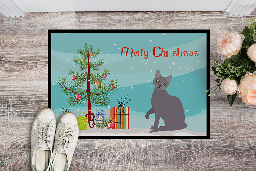 Korat Cat Christmas Doormat Indoor Outdoor 18H X 27W Front Door Mat Rugs for Entryway, Non Slip Washable