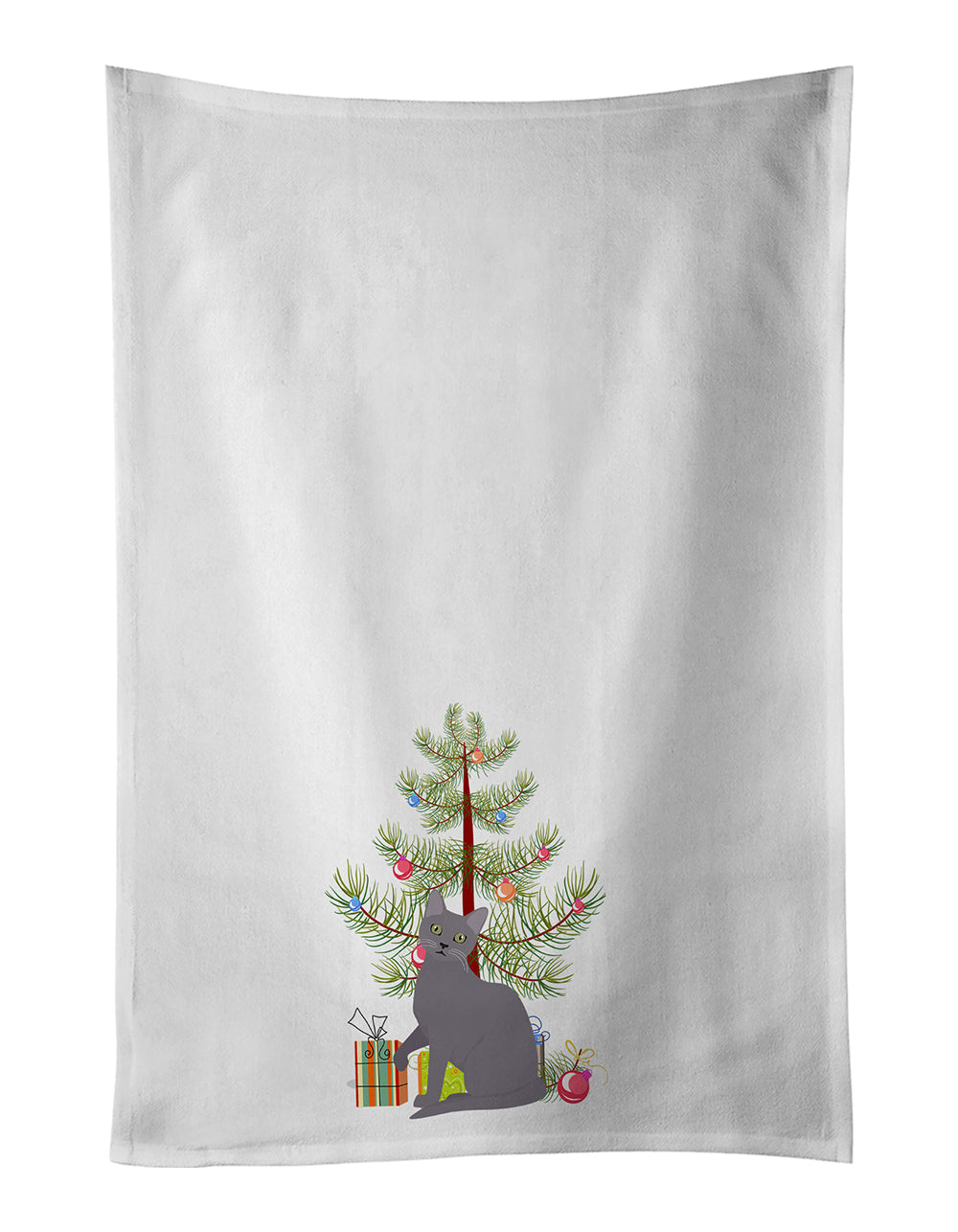 Korat Cat Christmas Kitchen Towel Set of 2 White Dish Towels Decorative Bathroom Hand towel for Hand, Face, Hair, Yoga, Tea, Dishcloth, 19 X 28", White