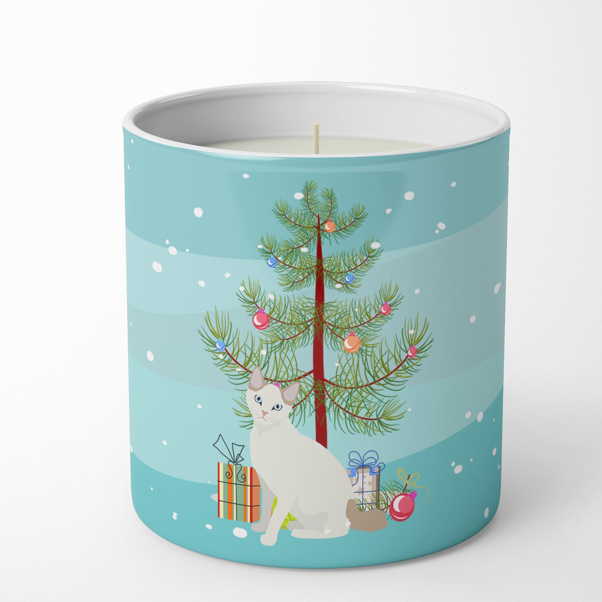 Korean Bobtail Cat Christmas Decorative Soy Candle Nature Soy Wax Essential Oil Home Decor Ideal for Bedroom Kitchen Bath Office Gift, 10 oz