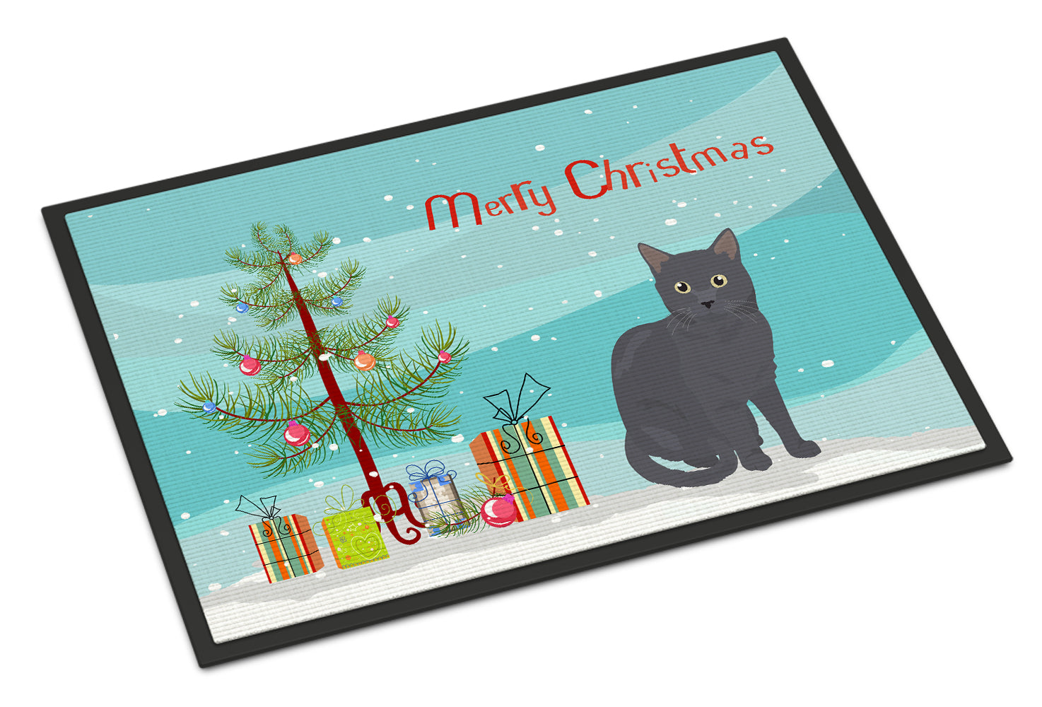 Nebelung Cat Christmas Doormat Indoor Outdoor 18H X 27W Front Door Mat Rugs for Entryway, Non Slip Washable
