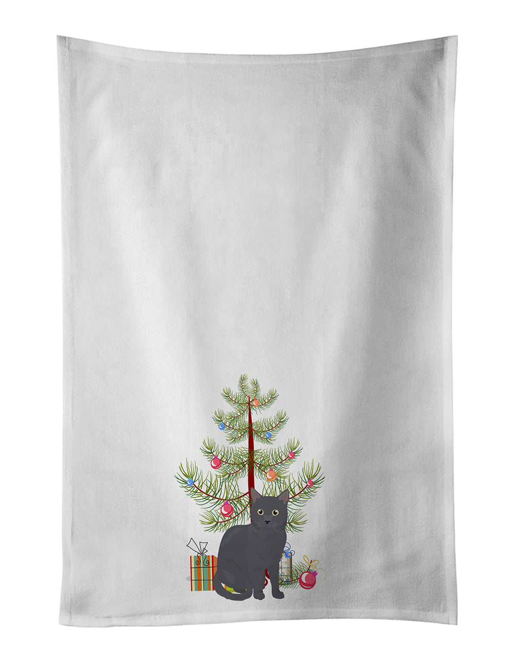 Nebelung Cat Christmas Kitchen Towel Set of 2 White Dish Towels Decorative Bathroom Hand towel for Hand, Face, Hair, Yoga, Tea, Dishcloth, 19 X 28", White