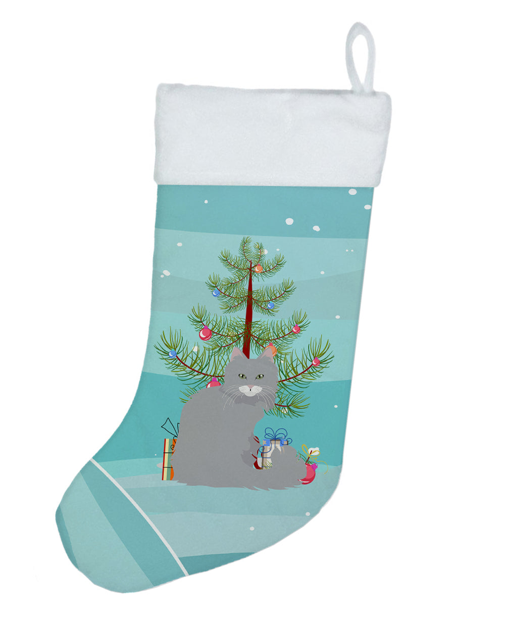 Norwegian Forest Cat Christmas Holiday Stocking Double-Sided Print, Polyester Suede,11x18, Made in USA