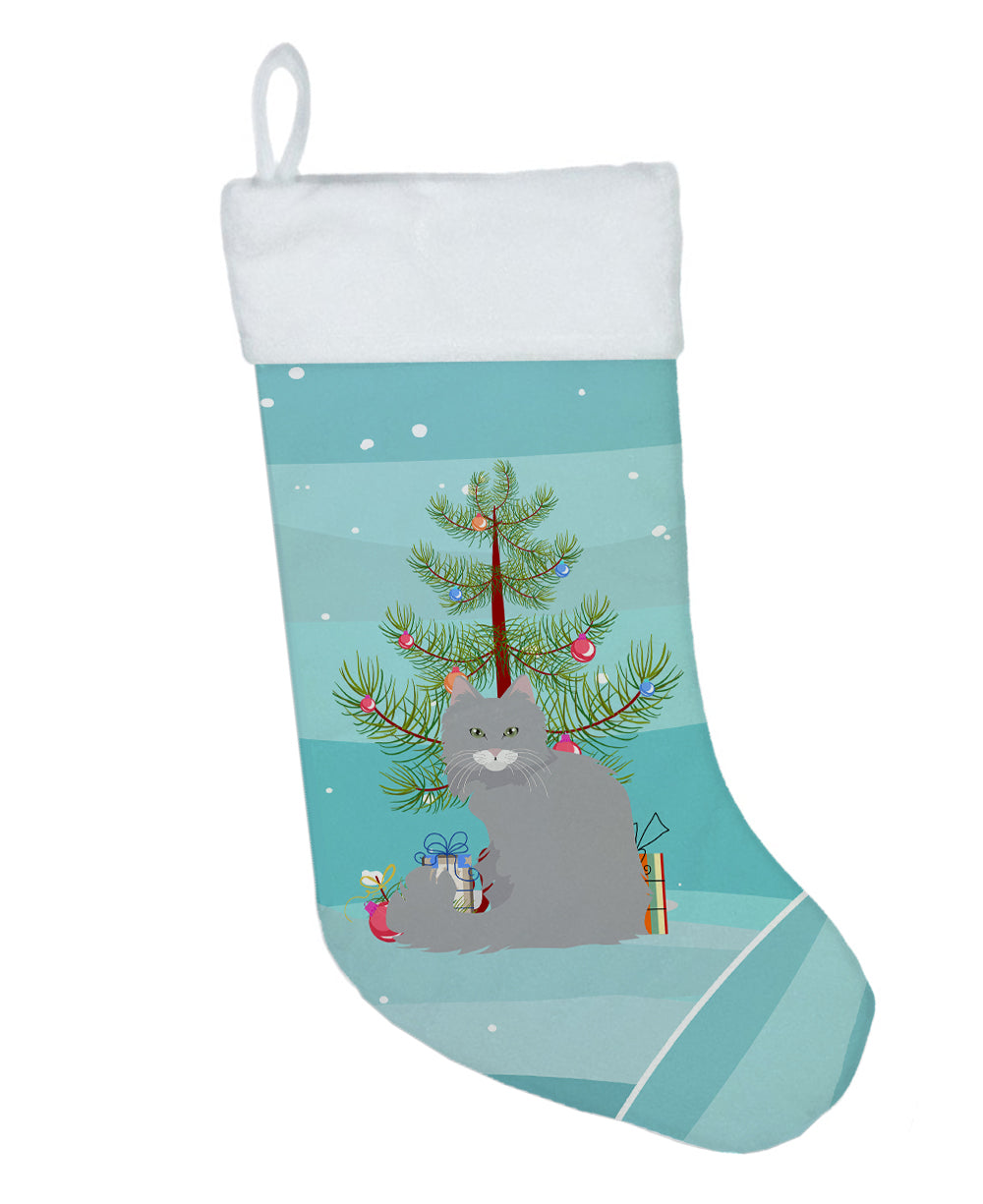 Norwegian Forest Cat Christmas Holiday Stocking Double-Sided Print, Polyester Suede,11x18, Made in USA