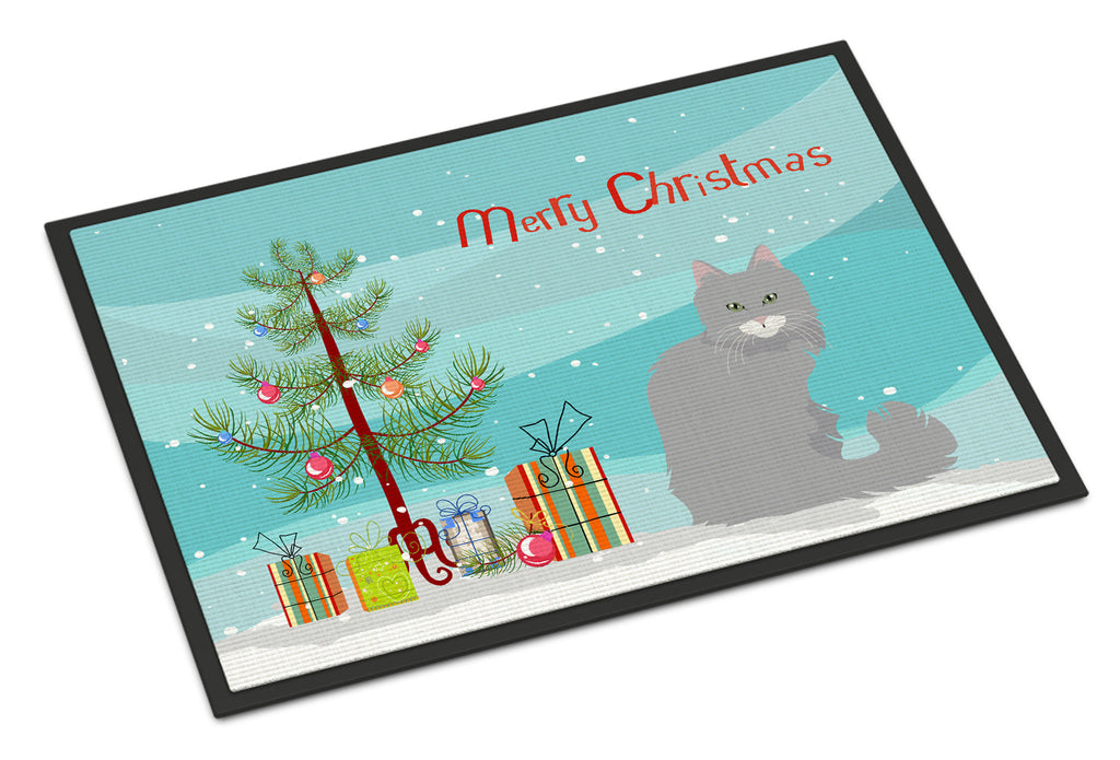 Norwegian Forest Cat Christmas Doormat Indoor Outdoor 18H X 27W Front Door Mat Rugs for Entryway, Non Slip Washable