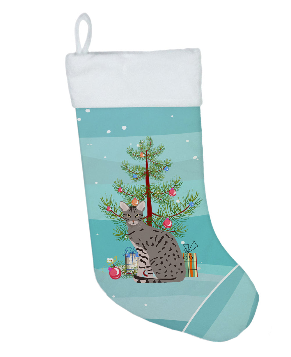 Ocicat Cat Christmas Holiday Stocking Double-Sided Print, Polyester Suede,11x18, Made in USA