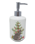 Ocicat Cat Christmas Ceramic Soap Dispenser , Empty Refillable Hand Soap Pump Bottle for Bathroom Kitchen