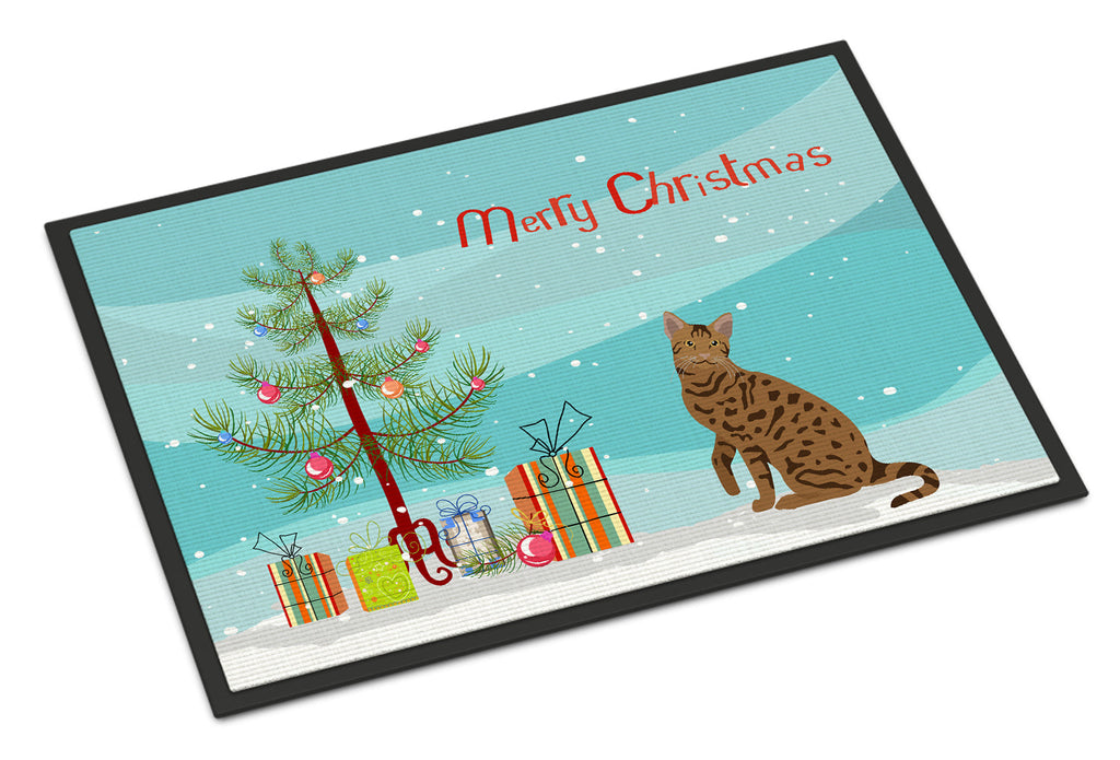 Ocicat Cat Christmas Doormat Indoor Outdoor 24H X 36W Front Door Mat Rugs for Entryway, Non Slip Washable Low Pile,