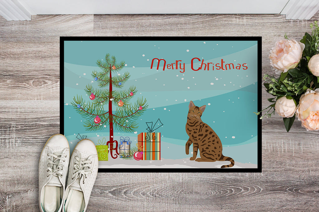Ocicat Cat Christmas Doormat Indoor Outdoor 24H X 36W Front Door Mat Rugs for Entryway, Non Slip Washable Low Pile,