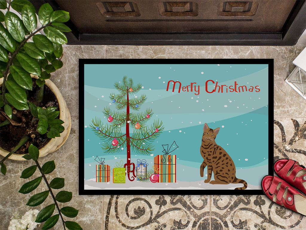 Ocicat Cat Christmas Doormat Indoor Outdoor 24H X 36W Front Door Mat Rugs for Entryway, Non Slip Washable Low Pile,
