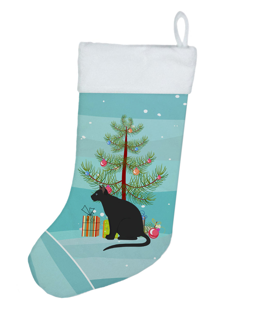 Ojos Azules Cat Christmas Holiday Stocking Double-Sided Print, Polyester Suede,11x18, Made in USA