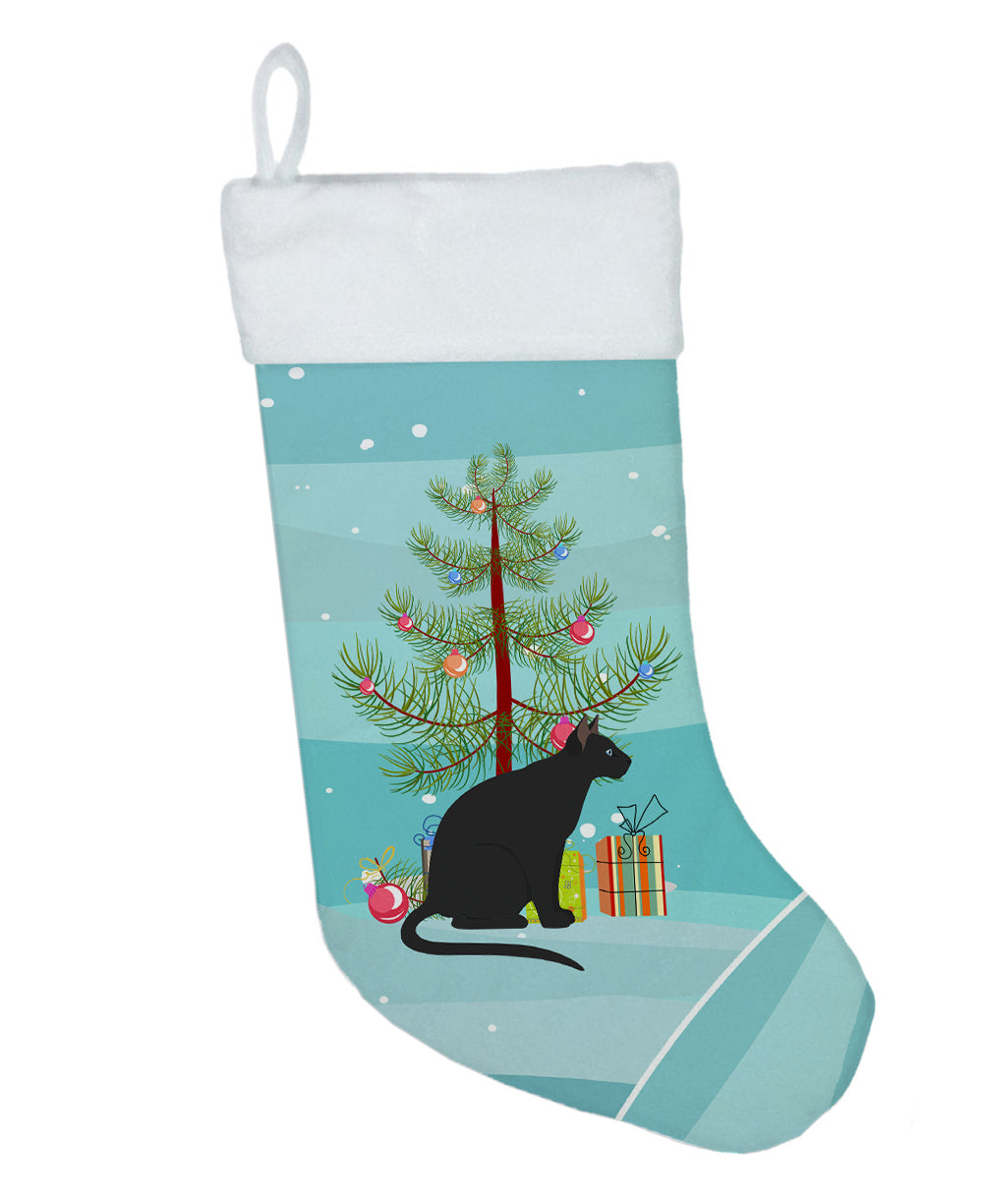 Ojos Azules Cat Christmas Holiday Stocking Double-Sided Print, Polyester Suede,11x18, Made in USA