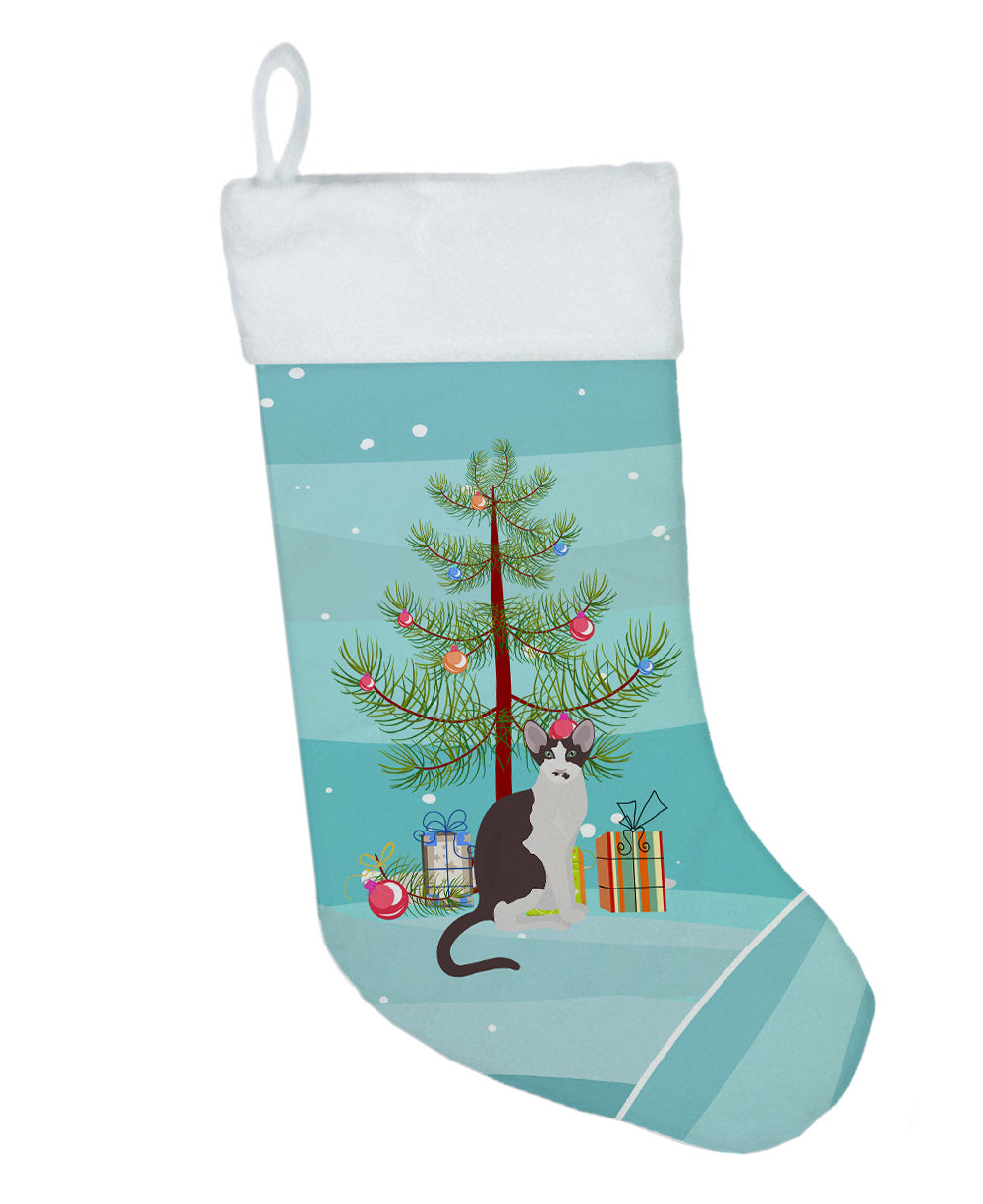 Oriental Bicolor Cat Christmas Holiday Stocking Double-Sided Print, Polyester Suede,11x18, Made in USA