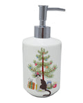 Oriental Bicolor Cat Christmas Ceramic Soap Dispenser , Empty Refillable Hand Soap Pump Bottle for Bathroom Kitchen