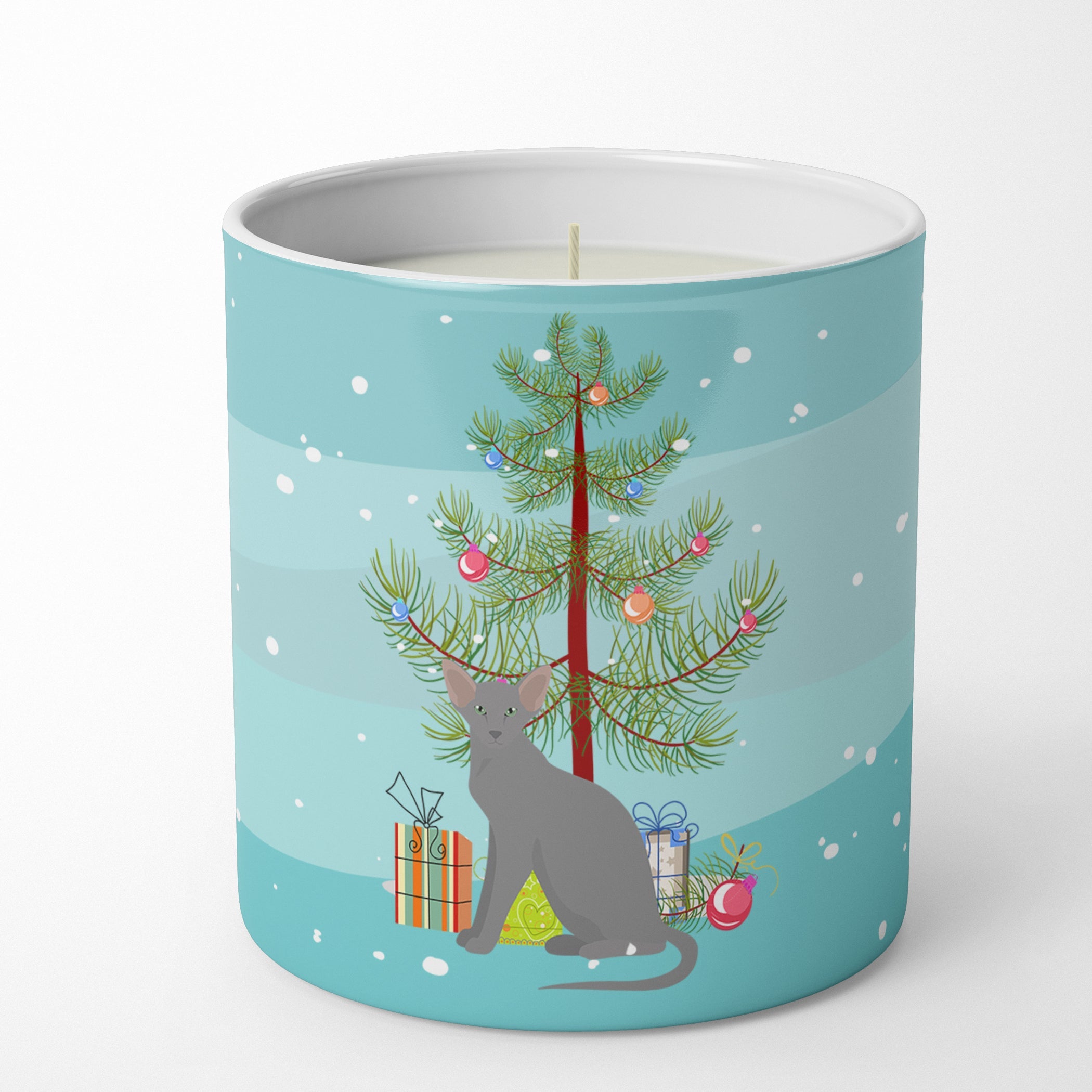 Oriental Shorthair Cat Christmas Decorative Soy Candle Nature Soy Wax Essential Oil Home Decor Ideal for Bedroom Kitchen Bath Office Gift, 10 oz
