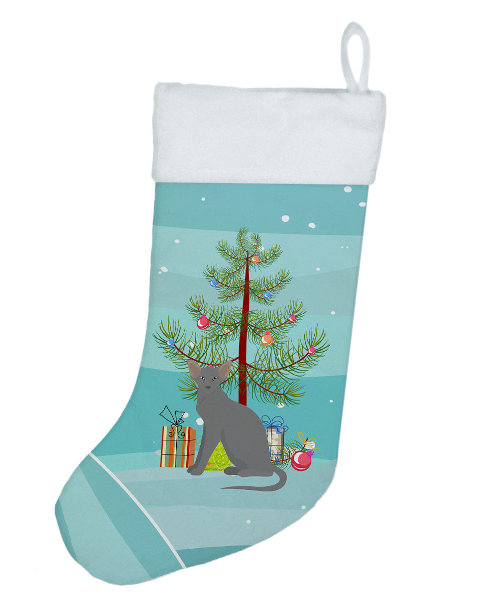 Oriental Shorthair Cat Christmas Holiday Stocking Double-Sided Print, Polyester Suede,11x18, Made in USA