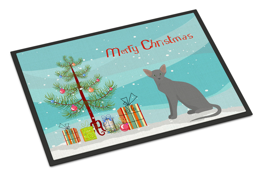 Oriental Shorthair Cat Christmas Doormat Indoor Outdoor 18H X 27W Front Door Mat Rugs for Entryway, Non Slip Washable