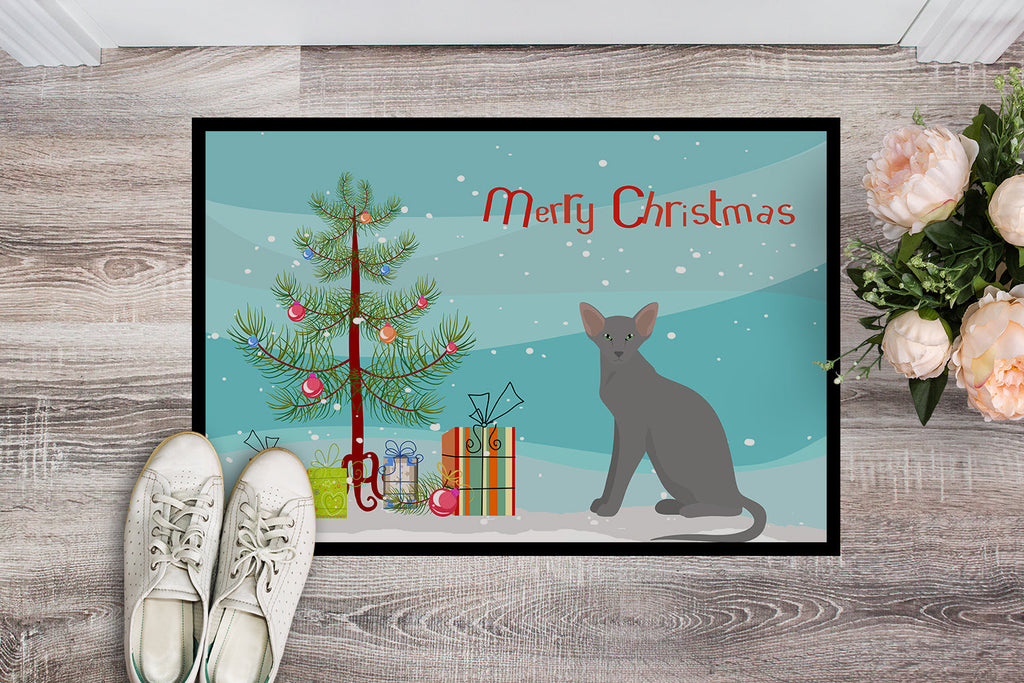 Oriental Shorthair Cat Christmas Doormat Indoor Outdoor 18H X 27W Front Door Mat Rugs for Entryway, Non Slip Washable