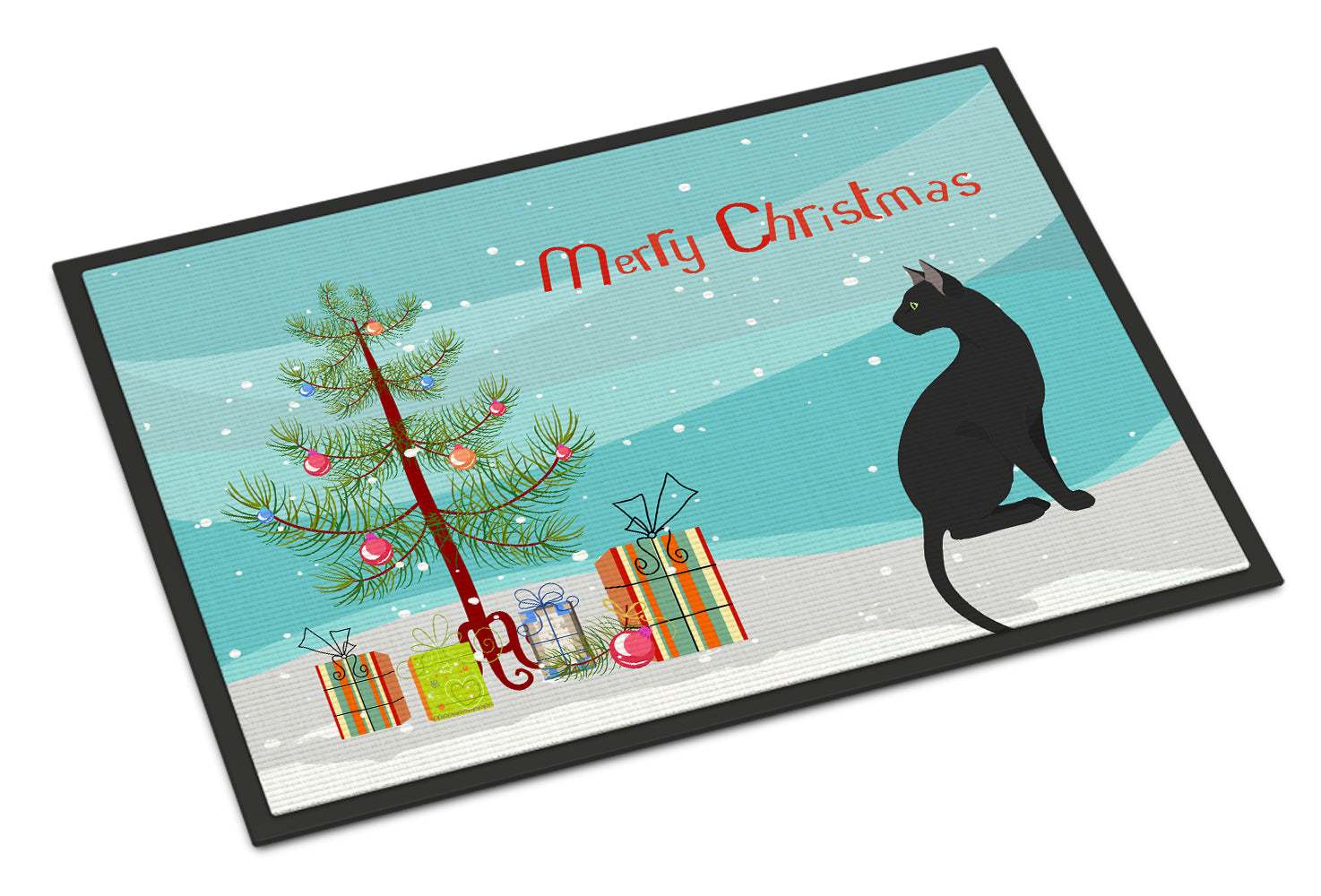 Pantherette Cat Christmas Doormat Indoor Outdoor 24H X 36W Front Door Mat Rugs for Entryway, Non Slip Washable Low Pile,