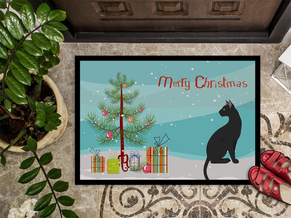 Pantherette Cat Christmas Doormat Indoor Outdoor 18H X 27W Front Door Mat Rugs for Entryway, Non Slip Washable