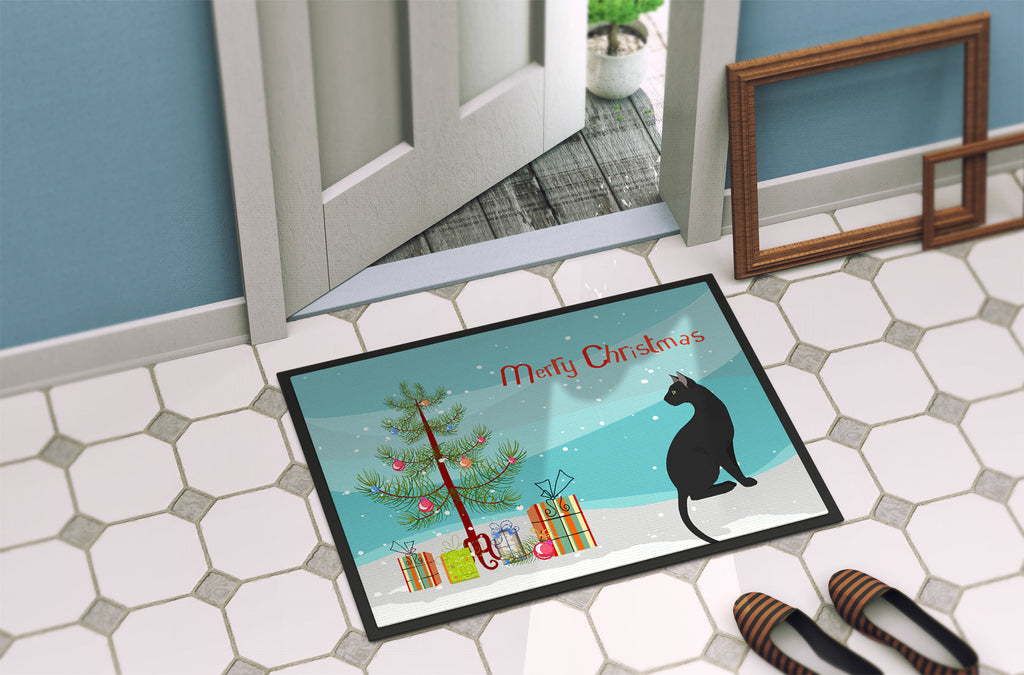 Pantherette Cat Christmas Doormat Indoor Outdoor 18H X 27W Front Door Mat Rugs for Entryway, Non Slip Washable