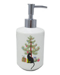 Pantherette Cat Christmas Ceramic Soap Dispenser , Empty Refillable Hand Soap Pump Bottle for Bathroom Kitchen