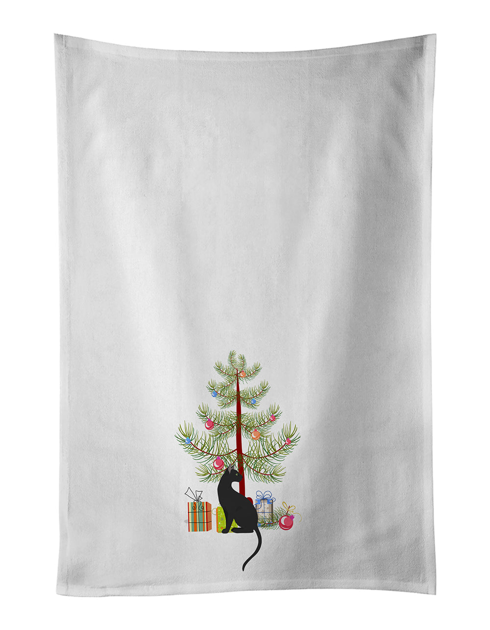 Pantherette Cat Christmas Kitchen Towel Set of 2 White Dish Towels Decorative Bathroom Hand towel for Hand, Face, Hair, Yoga, Tea, Dishcloth, 19 X 28", White