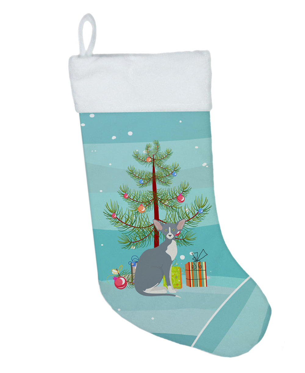 Peterbald Cat Merry Christmas Holiday Stocking Double-Sided Print, Polyester Suede,11x18, Made in USA