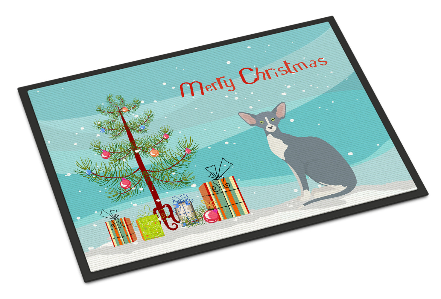 Peterbald Cat Merry Christmas Doormat Indoor Outdoor 18H X 27W Front Door Mat Rugs for Entryway, Non Slip Washable