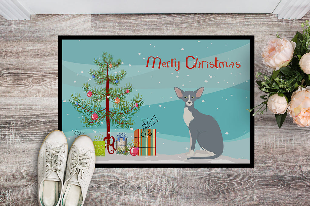 Peterbald Cat Merry Christmas Doormat Indoor Outdoor 18H X 27W Front Door Mat Rugs for Entryway, Non Slip Washable
