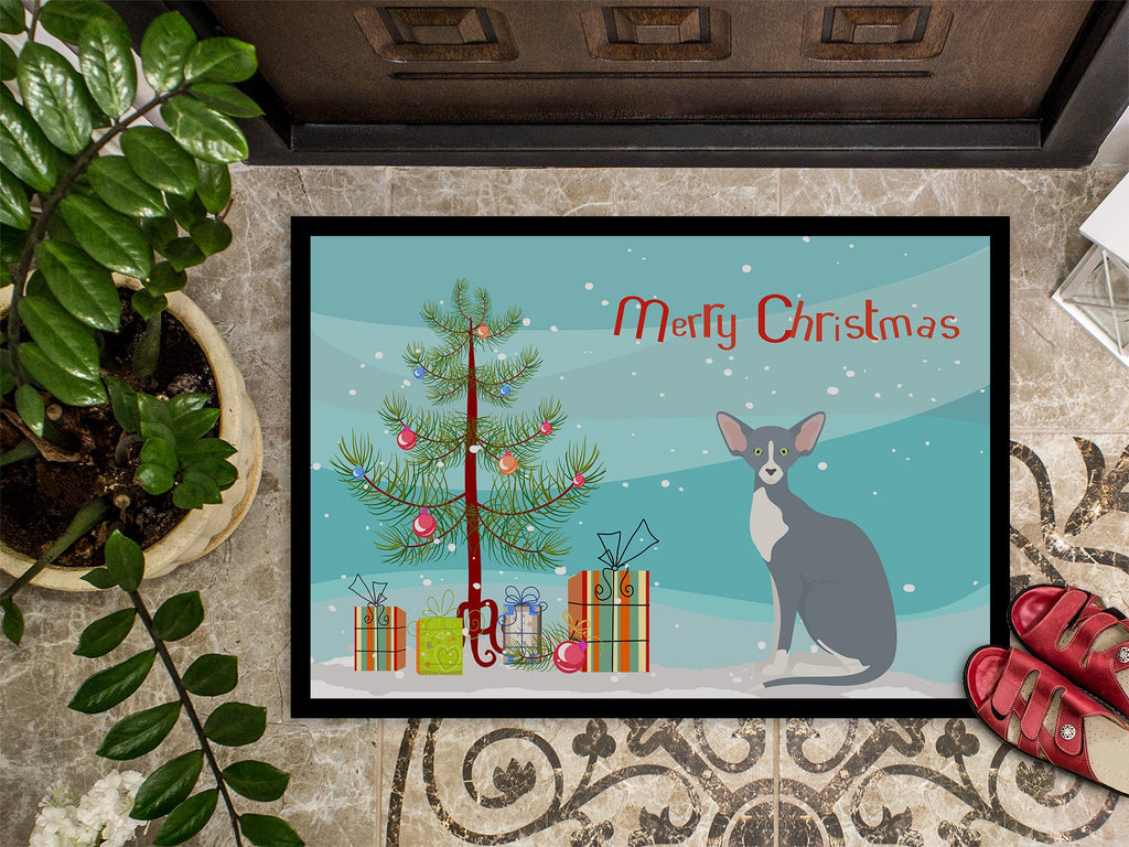 Peterbald Cat Merry Christmas Doormat Indoor Outdoor 18H X 27W Front Door Mat Rugs for Entryway, Non Slip Washable