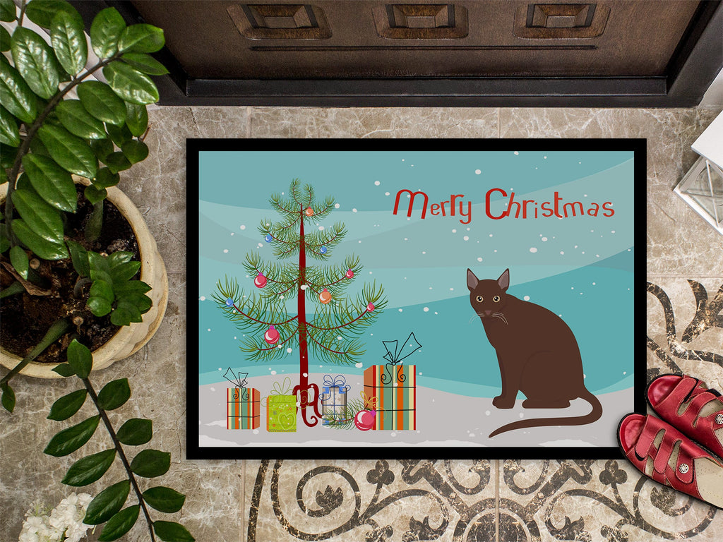 Raas Cat Christmas Doormat Indoor Outdoor 24H X 36W Front Door Mat Rugs for Entryway, Non Slip Washable Low Pile,