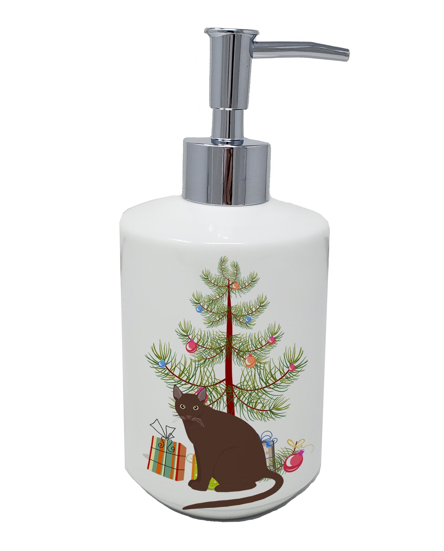 Raas Cat Christmas Ceramic Soap Dispenser , Empty Refillable Hand Soap Pump Bottle for Bathroom Kitchen