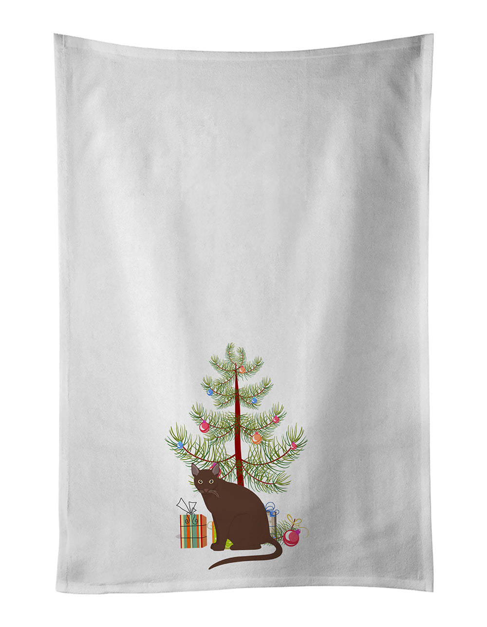 Raas Cat Christmas Kitchen Towel Set of 2 White Dish Towels Decorative Bathroom Hand towel for Hand, Face, Hair, Yoga, Tea, Dishcloth, 19 X 28", White