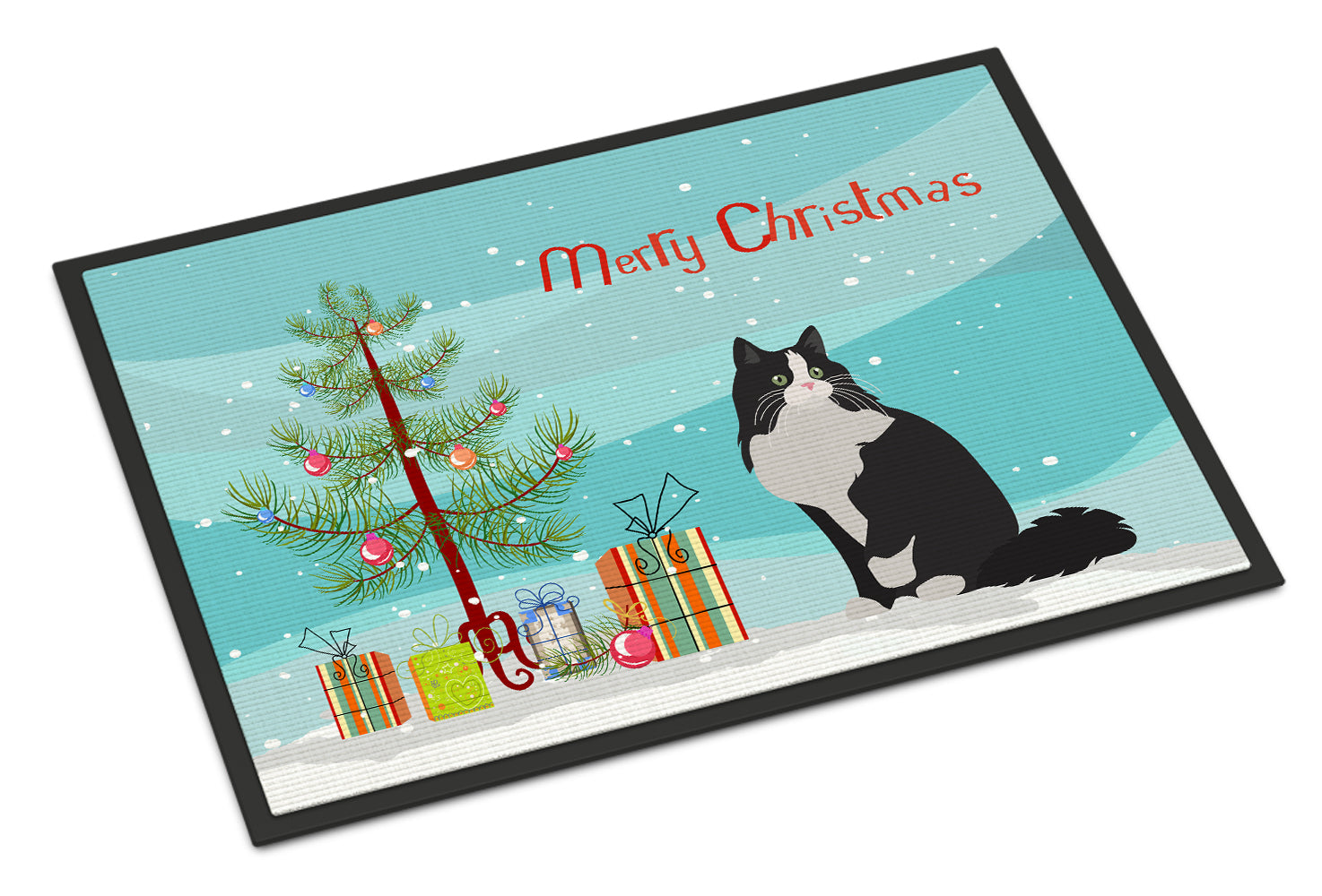 Ragamuffin Cat  Christmas Doormat Indoor Outdoor 24H X 36W Front Door Mat Rugs for Entryway, Non Slip Washable Low Pile,