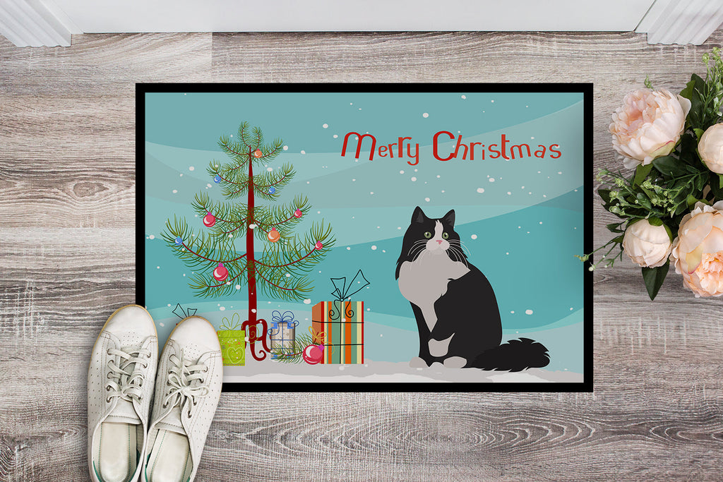 Ragamuffin Cat  Christmas Doormat Indoor Outdoor 24H X 36W Front Door Mat Rugs for Entryway, Non Slip Washable Low Pile,