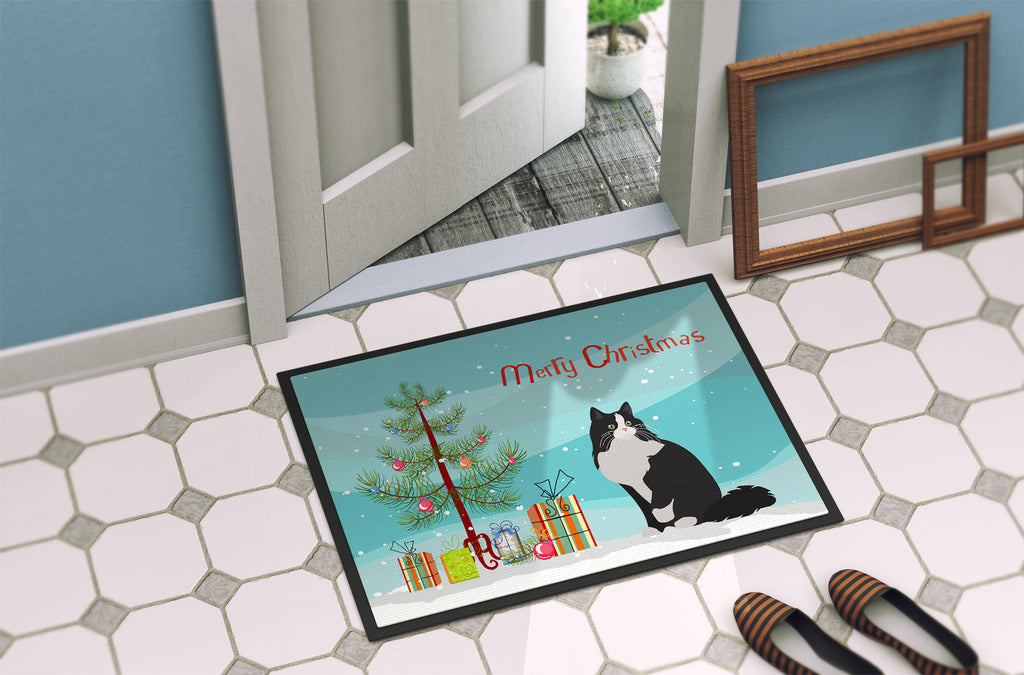 Ragamuffin Cat  Christmas Doormat Indoor Outdoor 18H X 27W Front Door Mat Rugs for Entryway, Non Slip Washable
