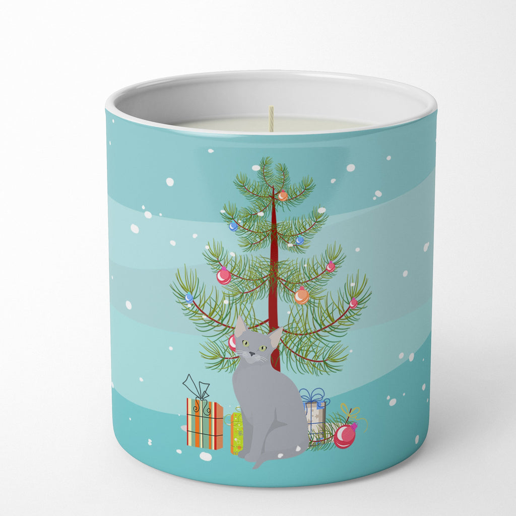 Russian Blue Cat Christmas Decorative Soy Candle Nature Soy Wax Essential Oil Home Decor Ideal for Bedroom Kitchen Bath Office Gift, 10 oz