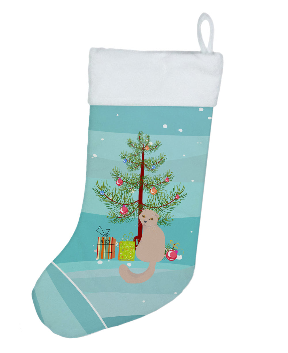 Scottish Fold Cat Christmas Holiday Stocking Double-Sided Print, Polyester Suede,11x18, Made in USA