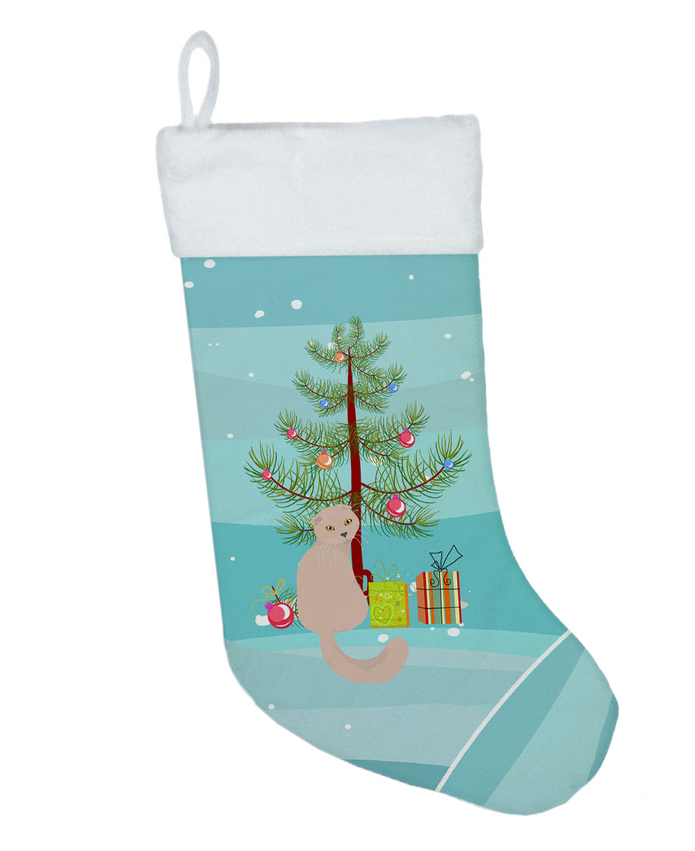 Scottish Fold Cat Christmas Holiday Stocking Double-Sided Print, Polyester Suede,11x18, Made in USA