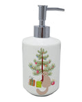 Scottish Fold Cat Christmas Ceramic Soap Dispenser , Empty Refillable Hand Soap Pump Bottle for Bathroom Kitchen