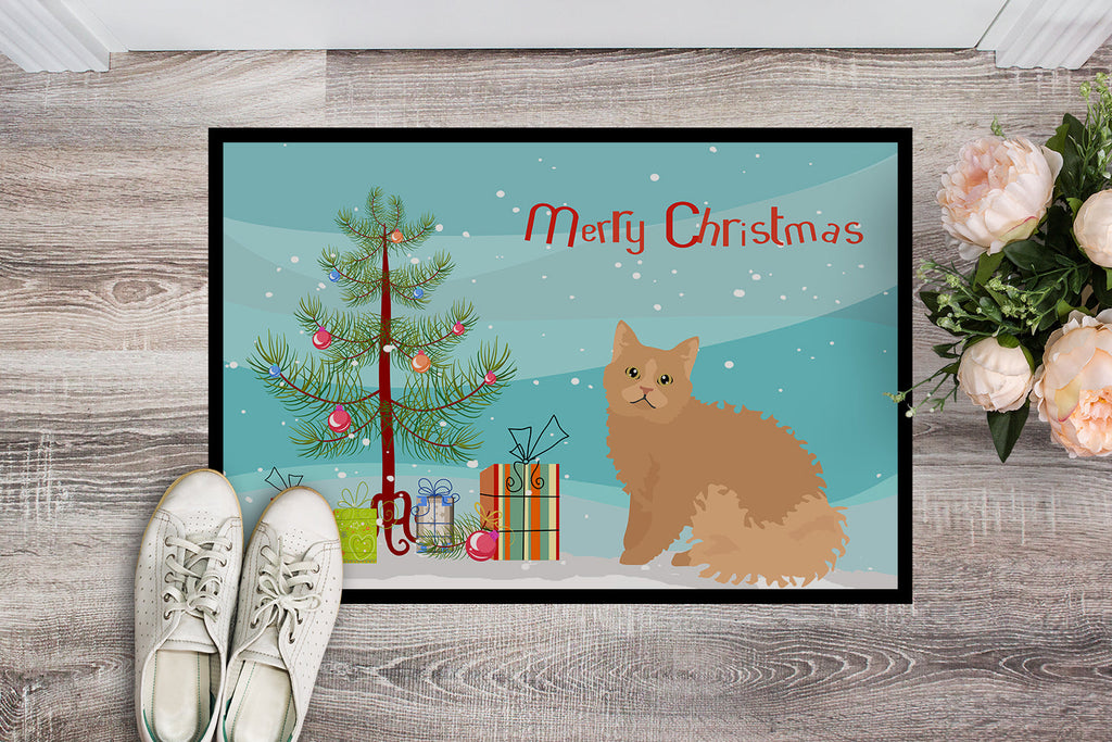 Selkirk Rex Cat Christmas Doormat Indoor Outdoor 18H X 27W Front Door Mat Rugs for Entryway, Non Slip Washable