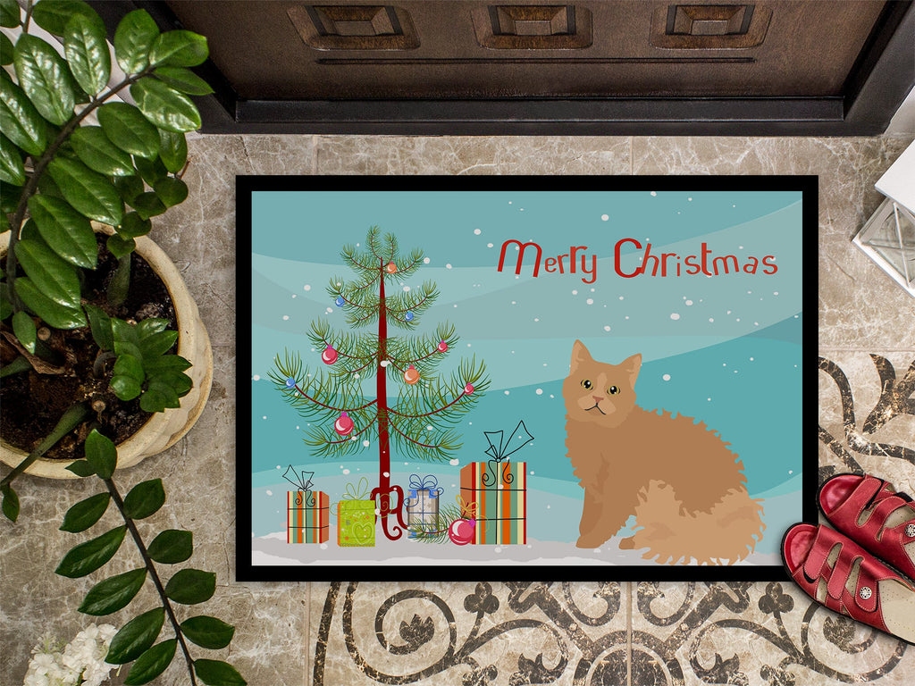 Selkirk Rex Cat Christmas Doormat Indoor Outdoor 18H X 27W Front Door Mat Rugs for Entryway, Non Slip Washable