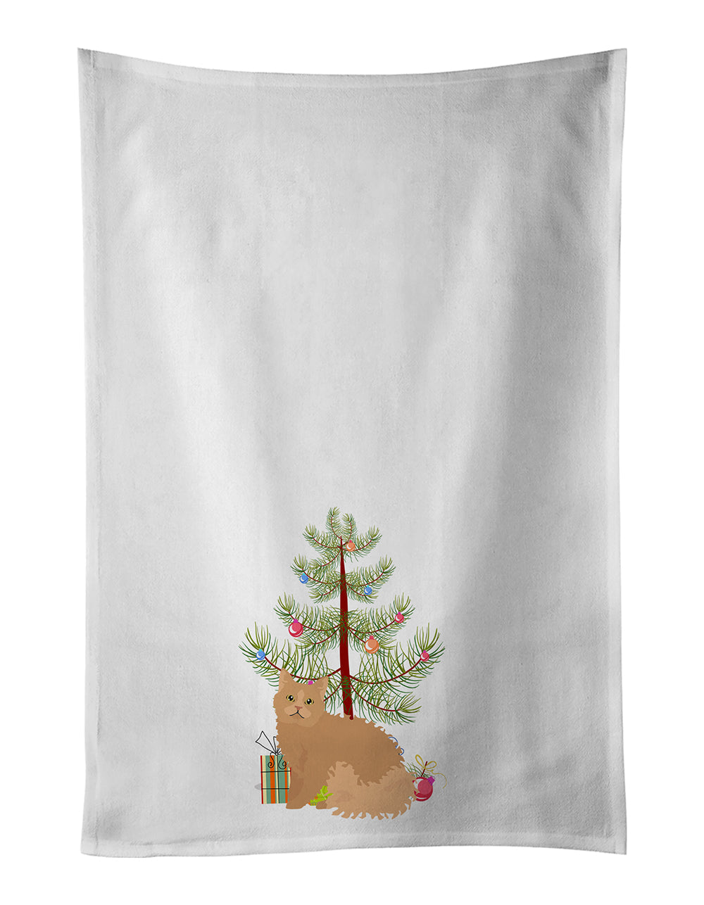 Selkirk Rex Cat Christmas Kitchen Towel Set of 2 White Dish Towels Decorative Bathroom Hand towel for Hand, Face, Hair, Yoga, Tea, Dishcloth, 19 X 28", White