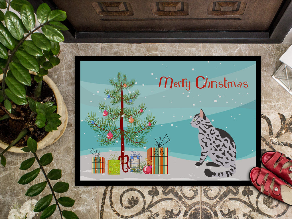 Serengeti Cat Christmas Doormat Indoor Outdoor 24H X 36W Front Door Mat Rugs for Entryway, Non Slip Washable Low Pile,