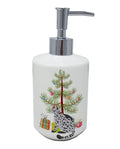 Serengeti Cat Christmas Ceramic Soap Dispenser , Empty Refillable Hand Soap Pump Bottle for Bathroom Kitchen