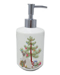 Siamese Modern Cat Christmas Ceramic Soap Dispenser , Empty Refillable Hand Soap Pump Bottle for Bathroom Kitchen